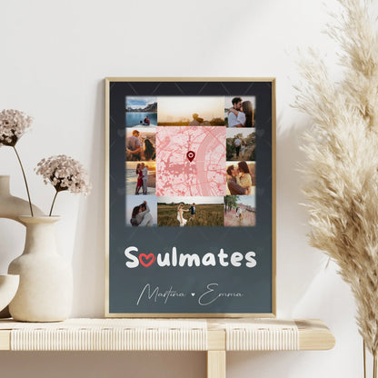 Poster Personalisiert Liebe mit 10 Fotos und Karte in der Mitte Collect Beautyful Moments