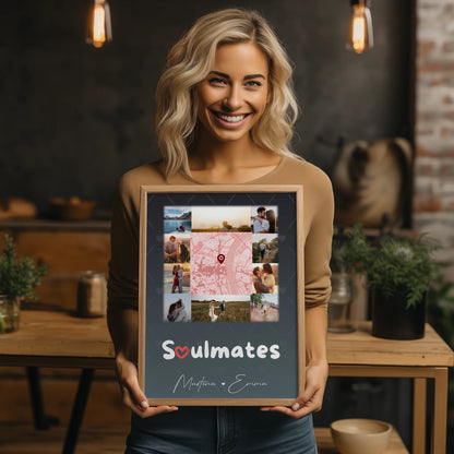 Poster Personalisiert Liebe mit 10 Fotos und Karte in der Mitte Collect Beautyful Moments