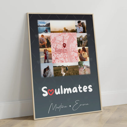 Poster Personalisiert Liebe mit 10 Fotos und Karte in der Mitte Collect Beautyful Moments