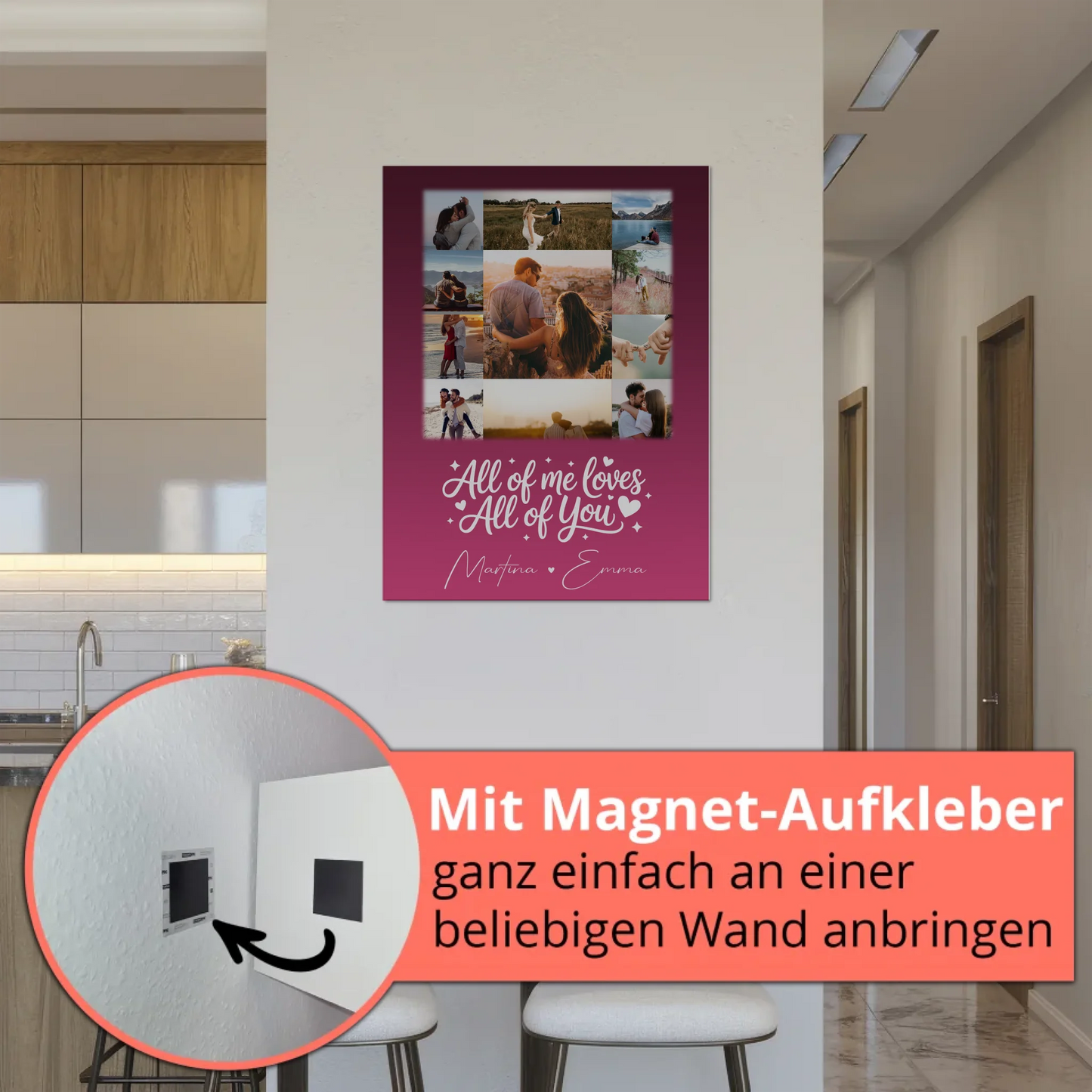 Magnetposter Fotoboard 11 Fotos Home Is Where Your Love Is personalisiertes Geschenk