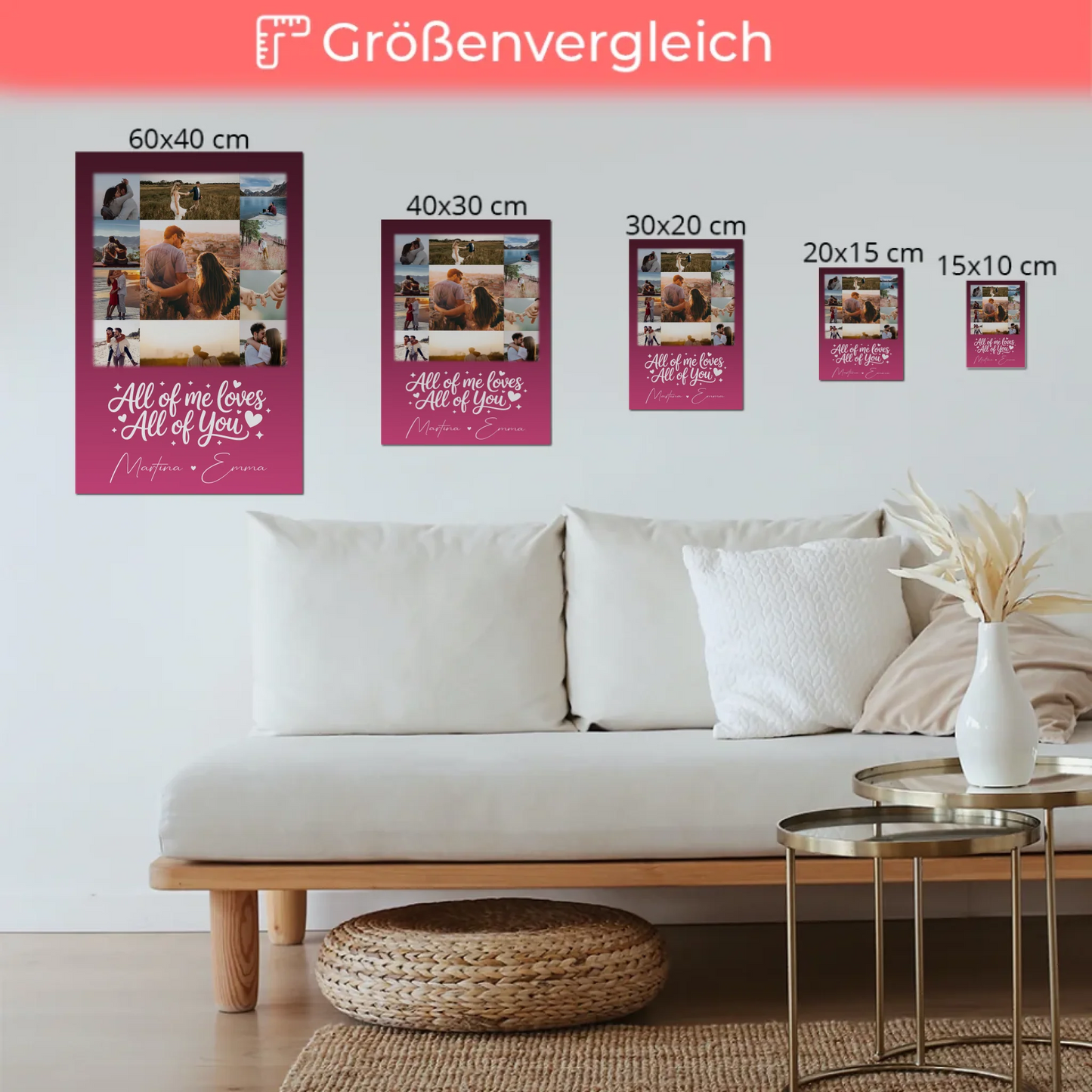 Magnetposter Fotoboard 11 Fotos Home Is Where Your Love Is personalisiertes Geschenk