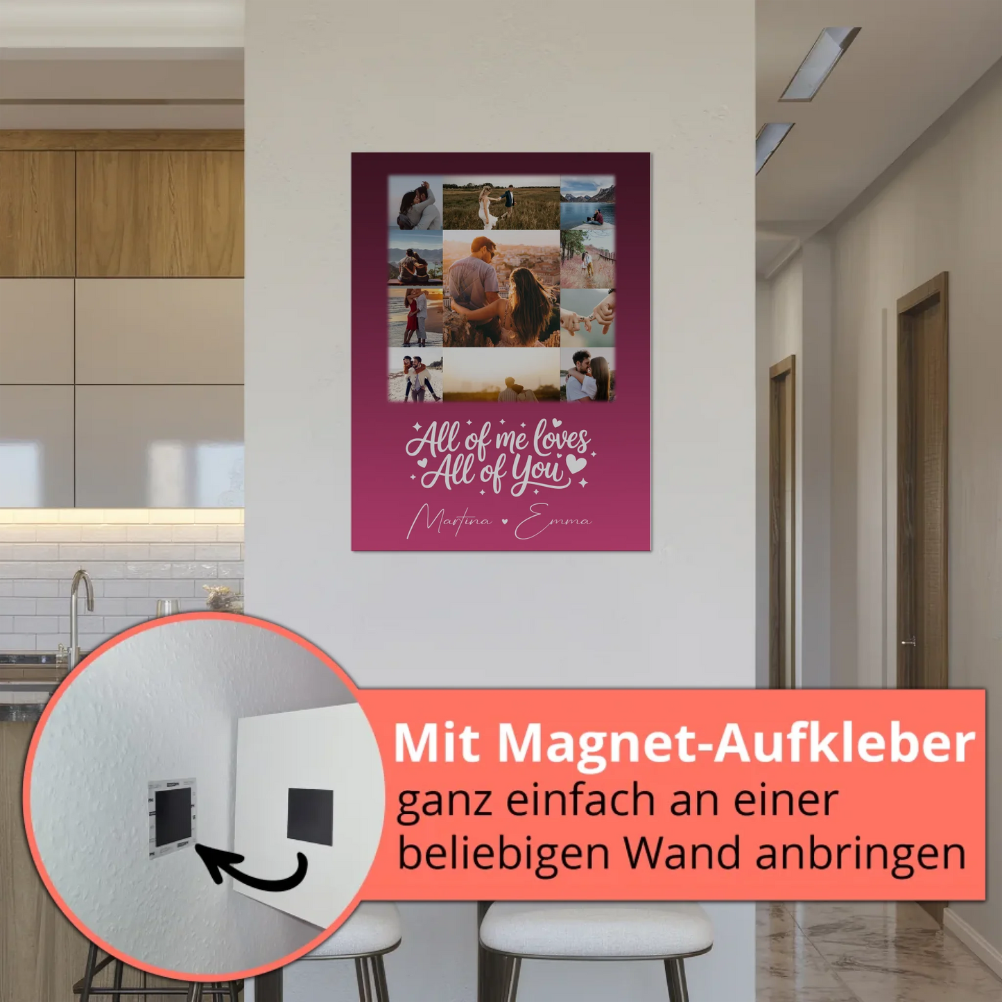 Magnetposter Fotoboard 11 Fotos Home Is Where Your Love Is personalisiertes Geschenk