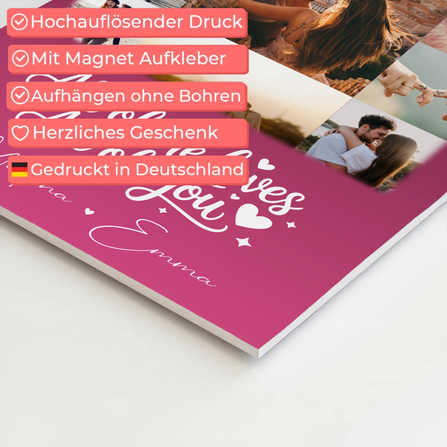 Magnetposter Fotoboard 11 Fotos Home Is Where Your Love Is personalisiertes Geschenk