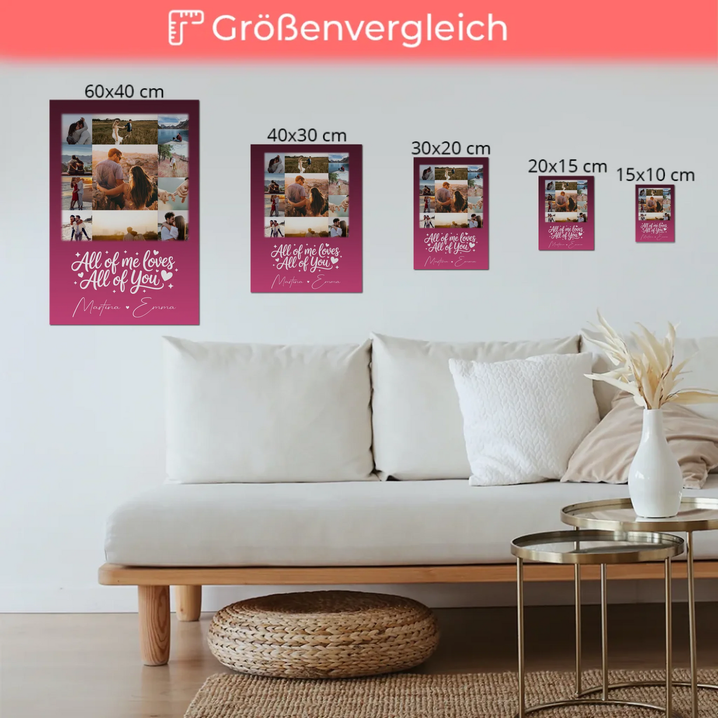 Magnetposter Fotoboard 11 Fotos Home Is Where Your Love Is personalisiertes Geschenk