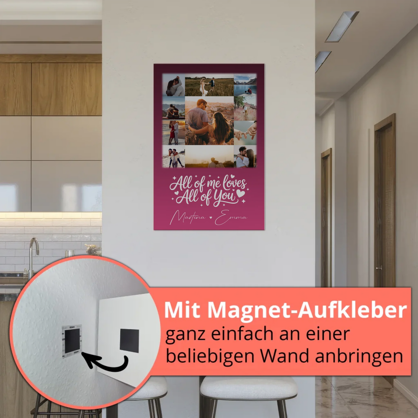 Magnetposter Fotoboard 11 Fotos Home Is Where Your Love Is personalisiertes Geschenk