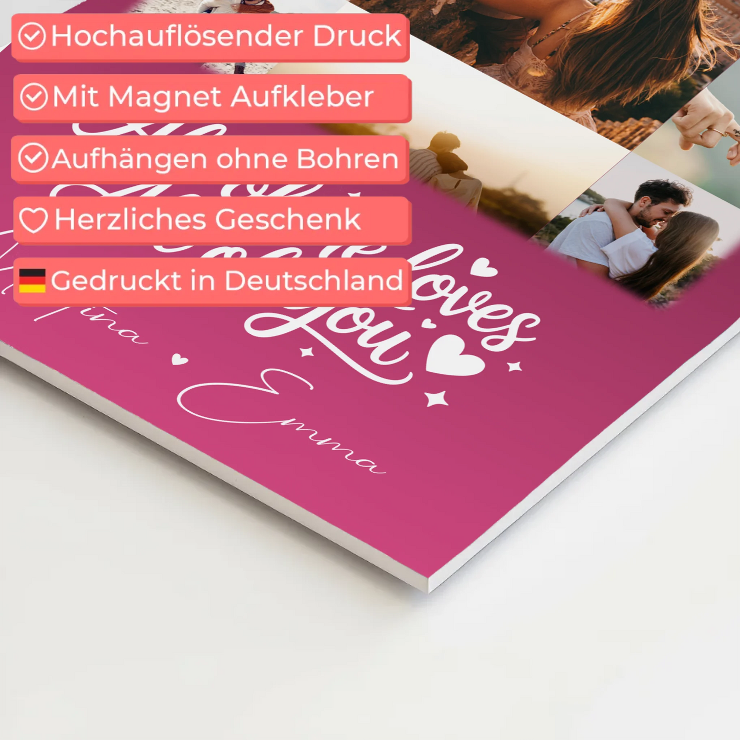 Magnetposter Fotoboard 11 Fotos Home Is Where Your Love Is personalisiertes Geschenk