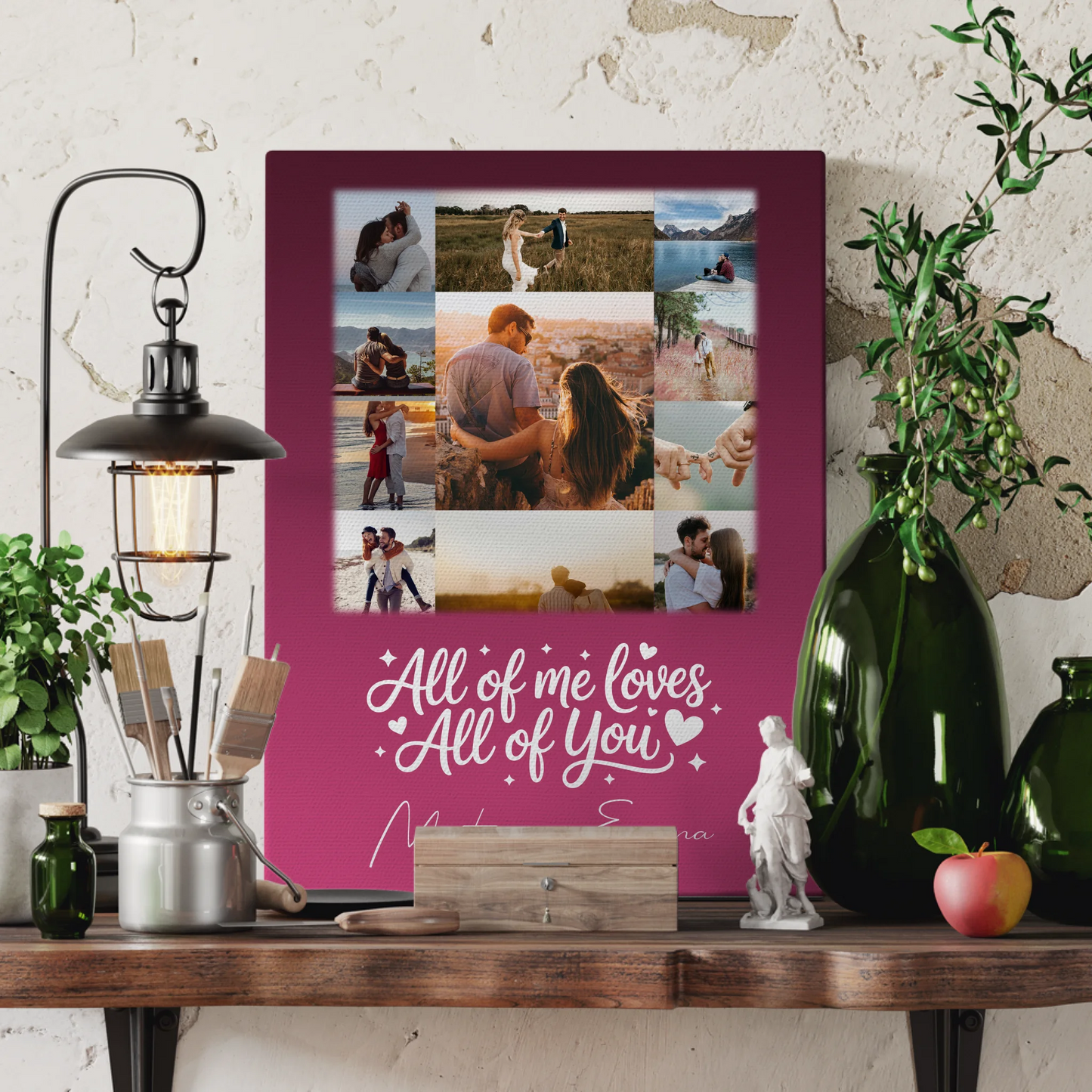 Personalisierte Leinwand Paare mit 11 Fotos Home Is Where Your Love Is Geschenk