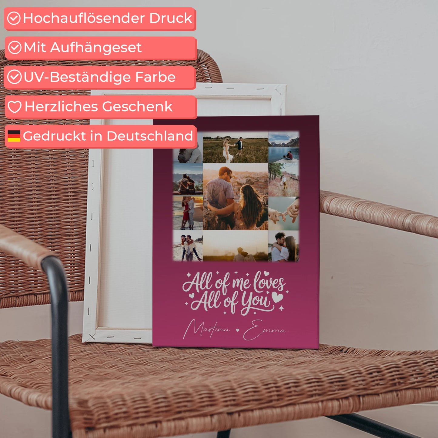 Personalisierte Leinwand Paare mit 11 Fotos Home Is Where Your Love Is Geschenk