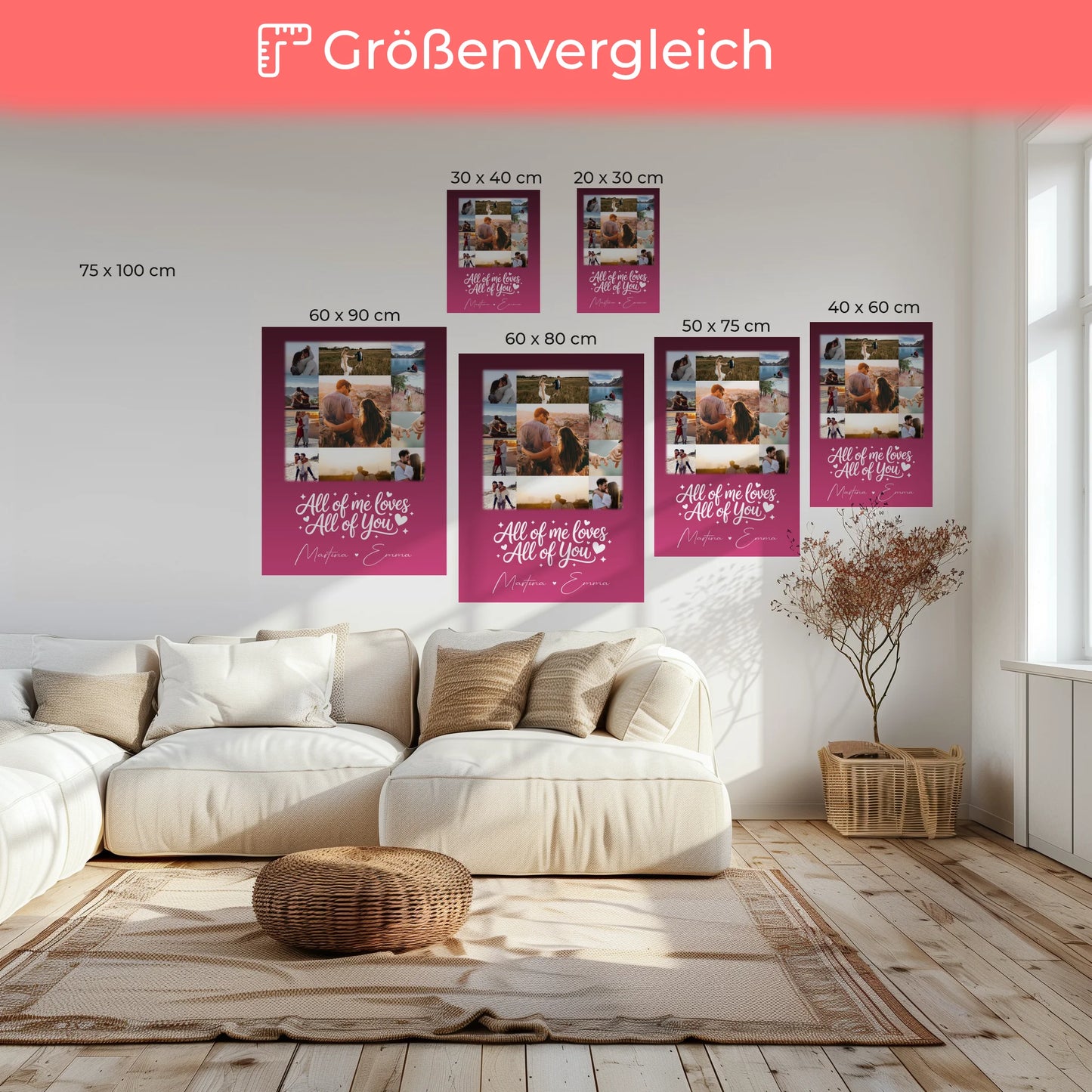 Personalisierte Leinwand Paare mit 11 Fotos Home Is Where Your Love Is Geschenk