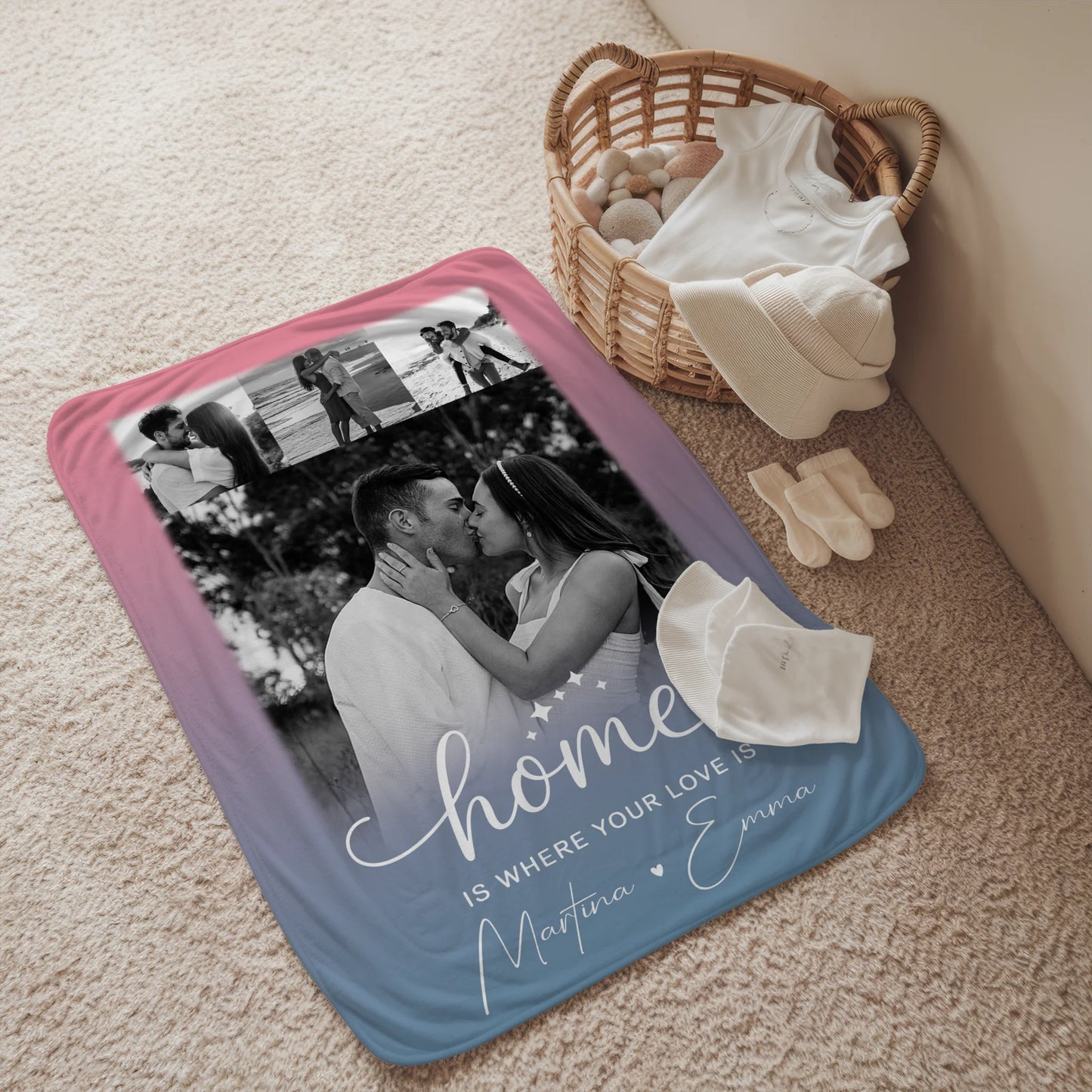 Decke Mit Namen 4 Fotos You & Me Personalisiertes Geschenk 2