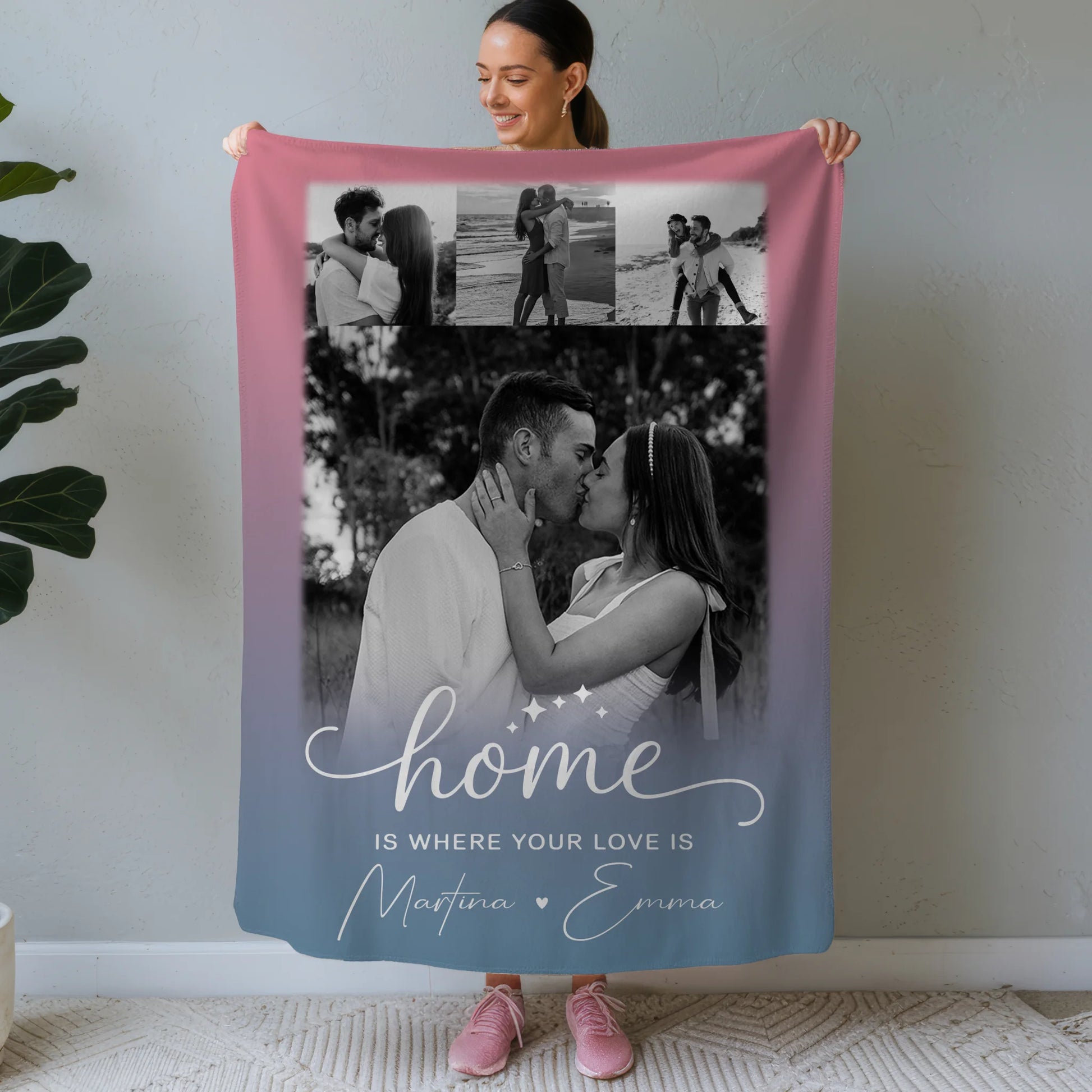 Decke Mit Namen 4 Fotos You & Me Personalisiertes Geschenk 1
