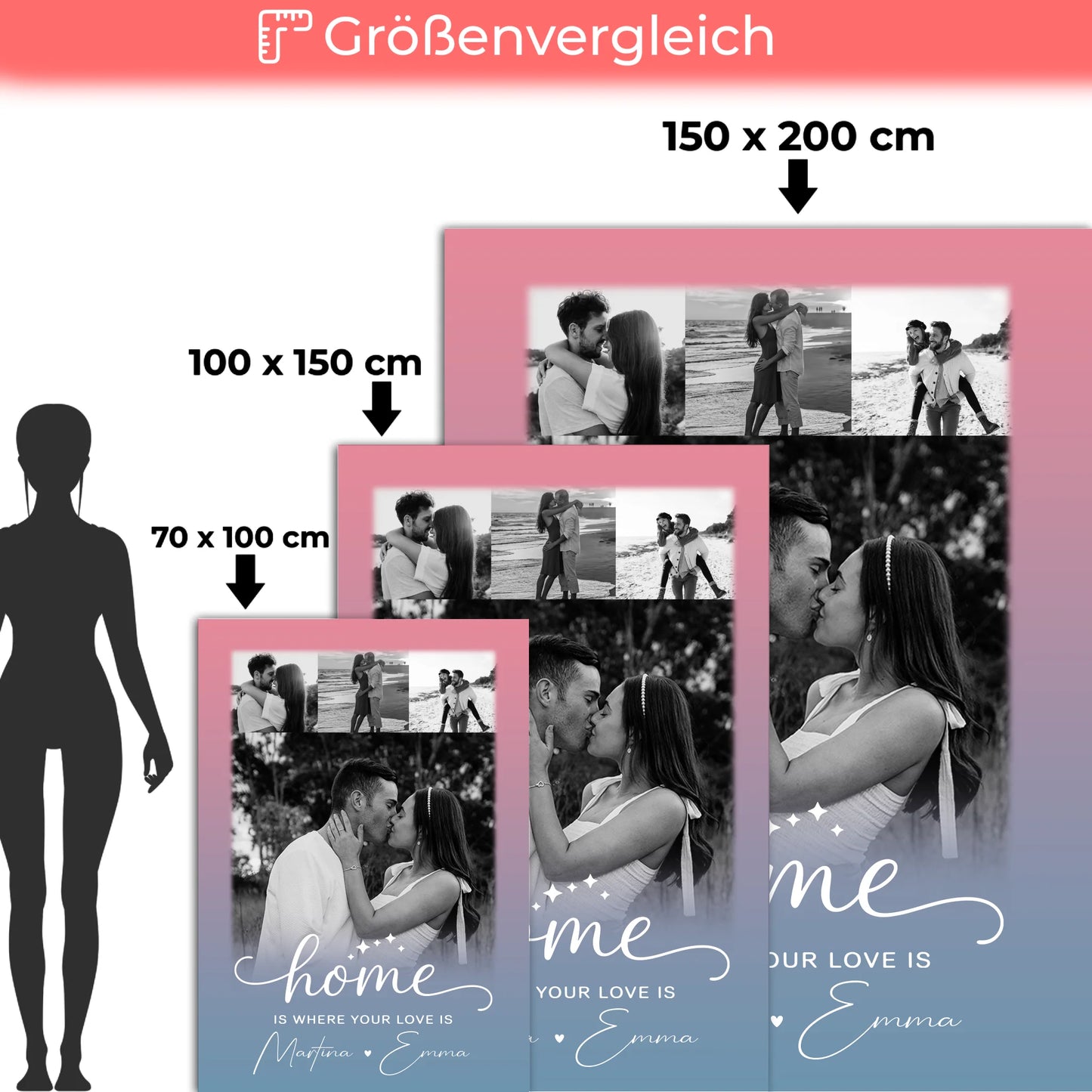 Decke Mit Namen 4 Fotos You & Me Personalisiertes Geschenk 5