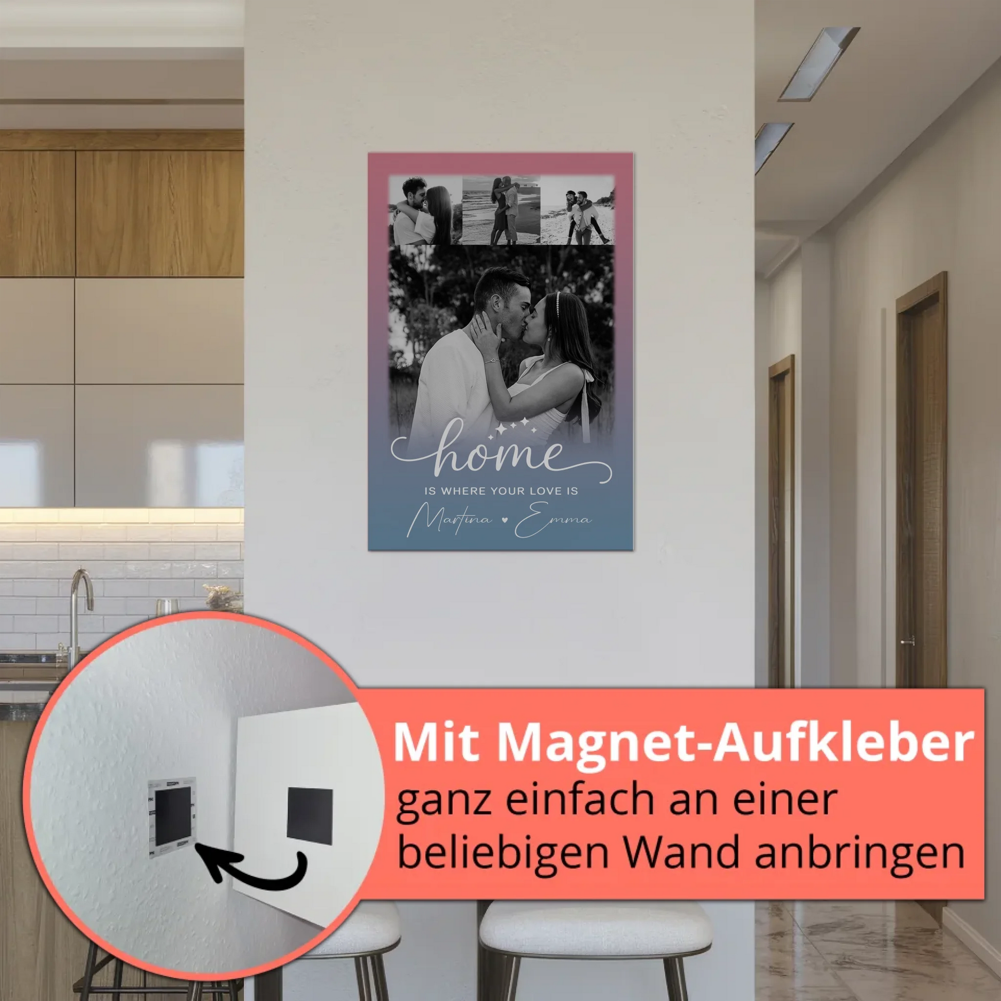 Magnetposter Fotoboard 4 Fotos You & Me personalisiertes Geschenk 5