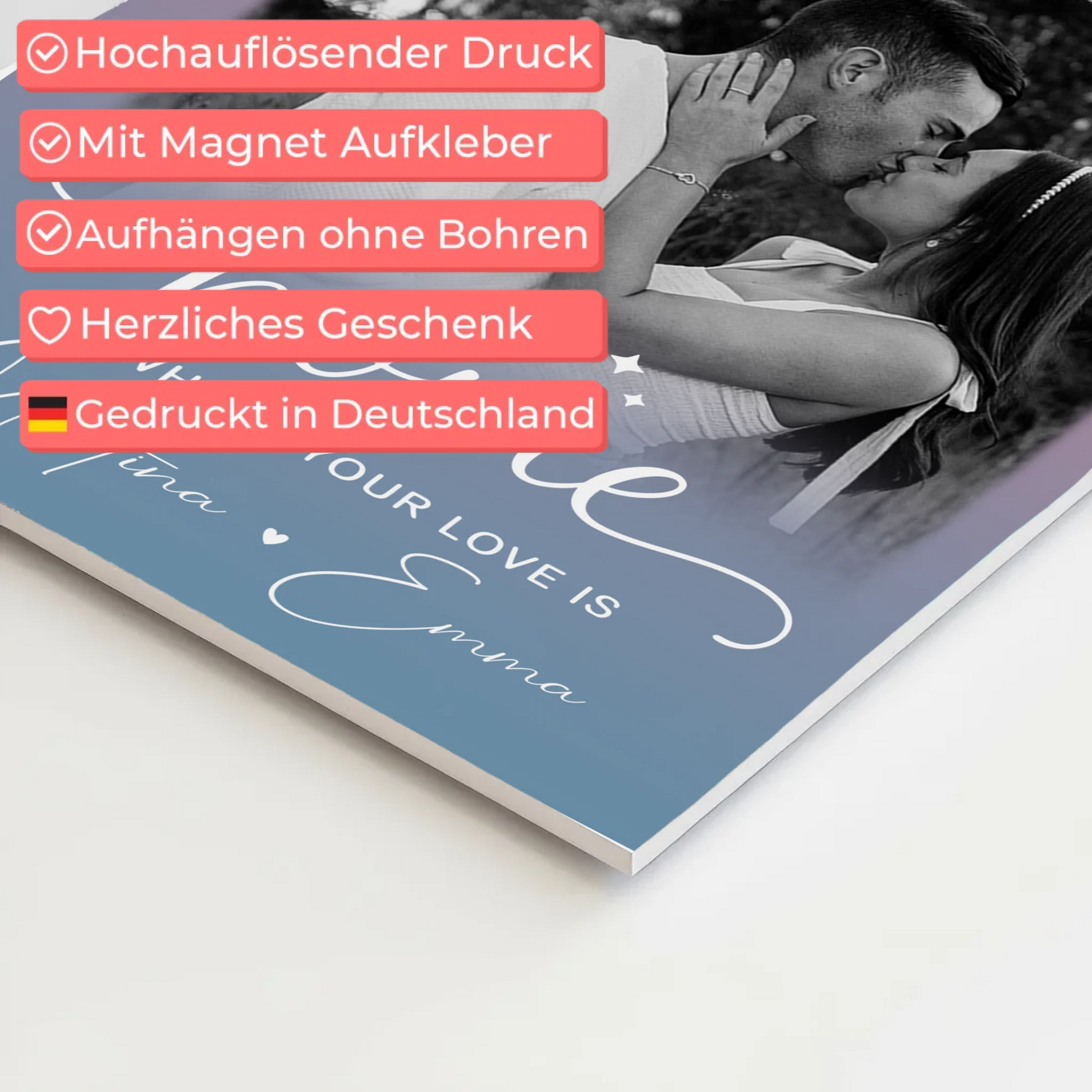 Magnetposter Fotoboard 4 Fotos You & Me personalisiertes Geschenk 4