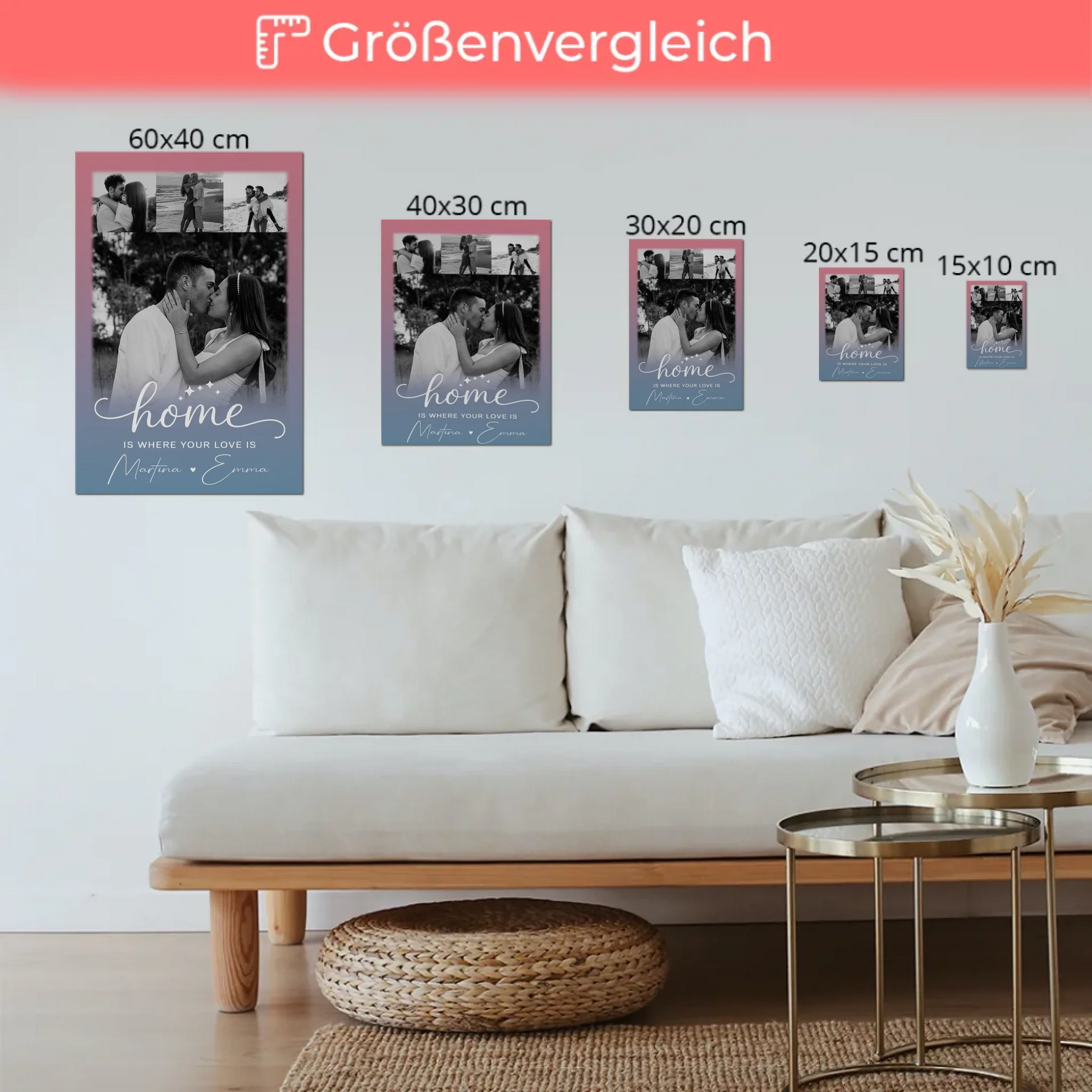 Magnetposter Fotoboard 4 Fotos You & Me personalisiertes Geschenk 6