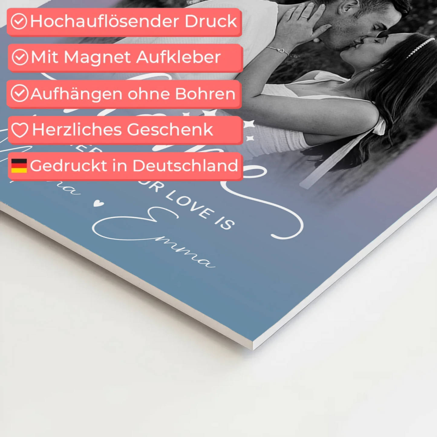Magnetposter Fotoboard 4 Fotos You & Me personalisiertes Geschenk 10