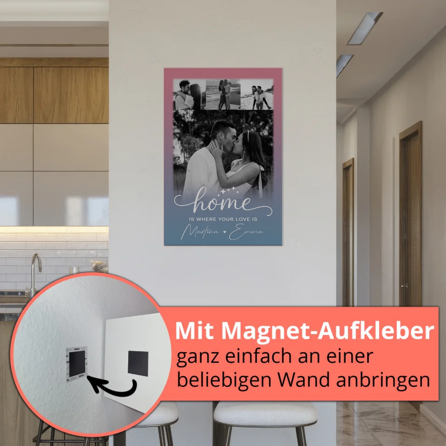 Magnetposter Fotoboard 4 Fotos You & Me personalisiertes Geschenk
