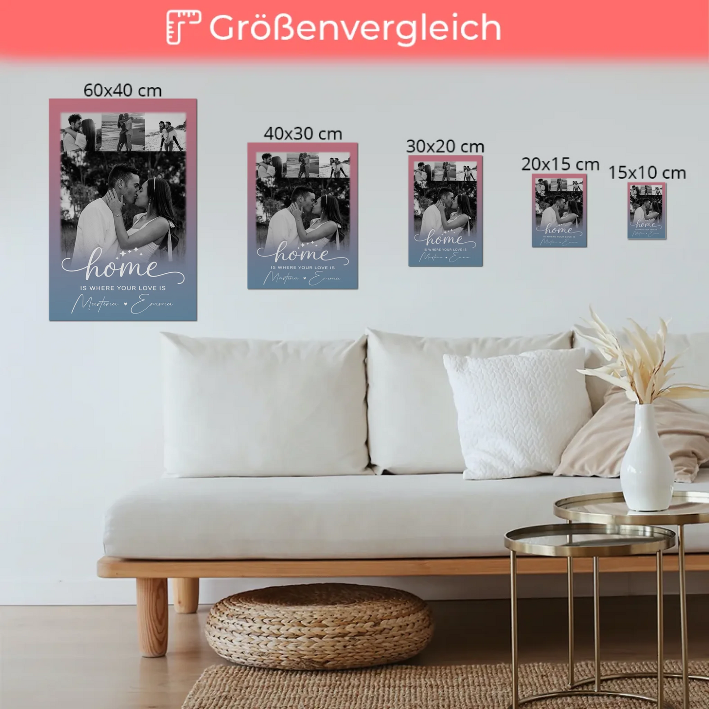 Magnetposter Fotoboard 4 Fotos You & Me personalisiertes Geschenk
