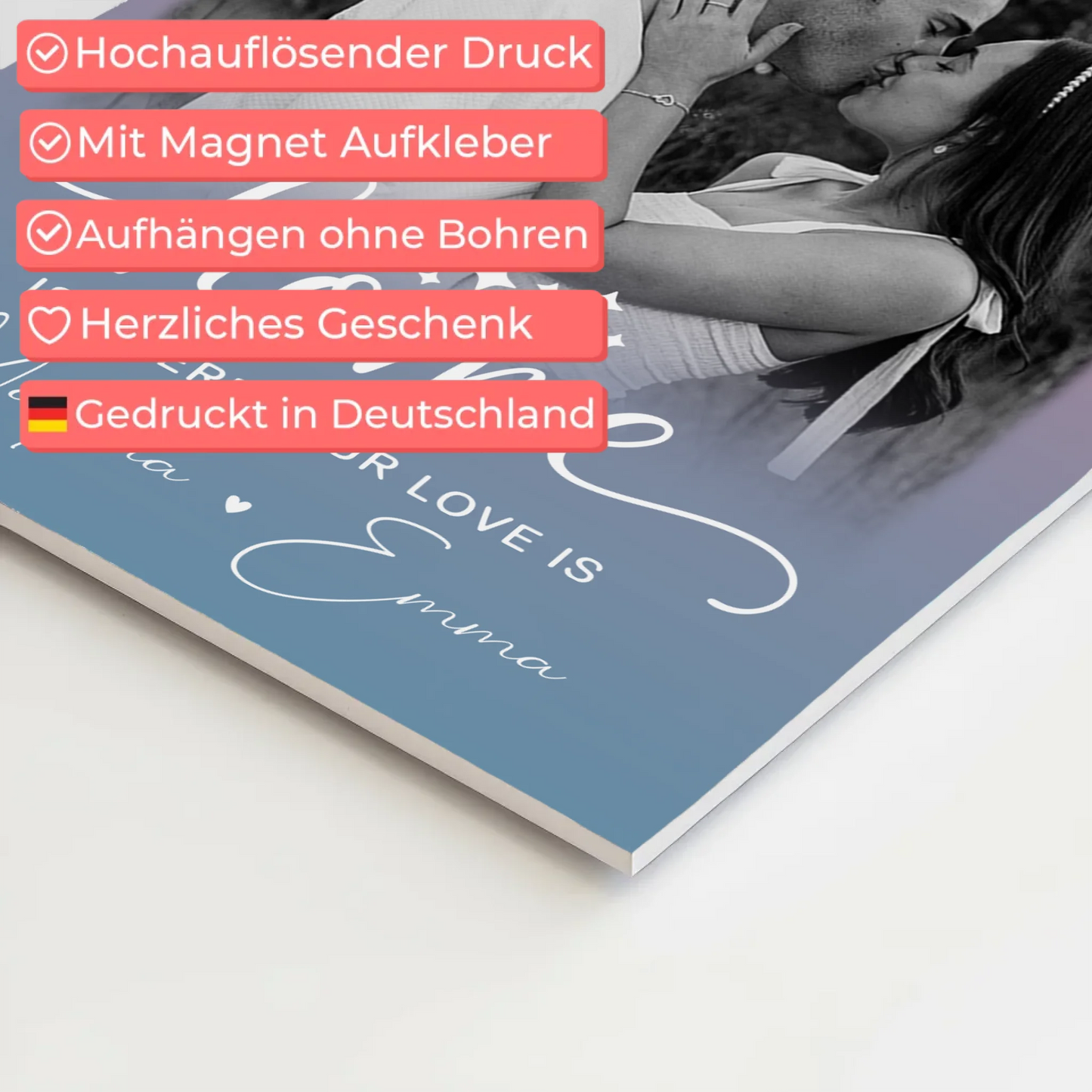 Magnetposter Fotoboard 4 Fotos You & Me personalisiertes Geschenk