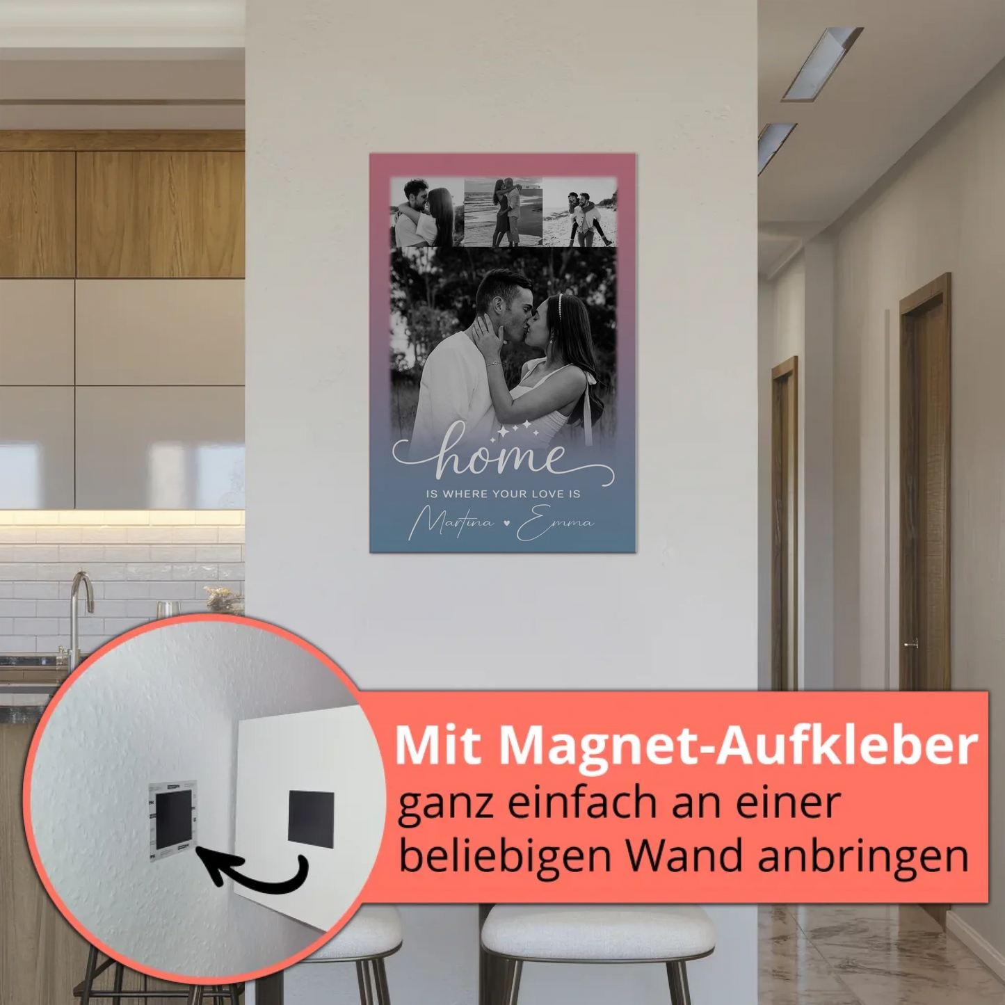 Magnetposter Fotoboard 4 Fotos You & Me personalisiertes Geschenk