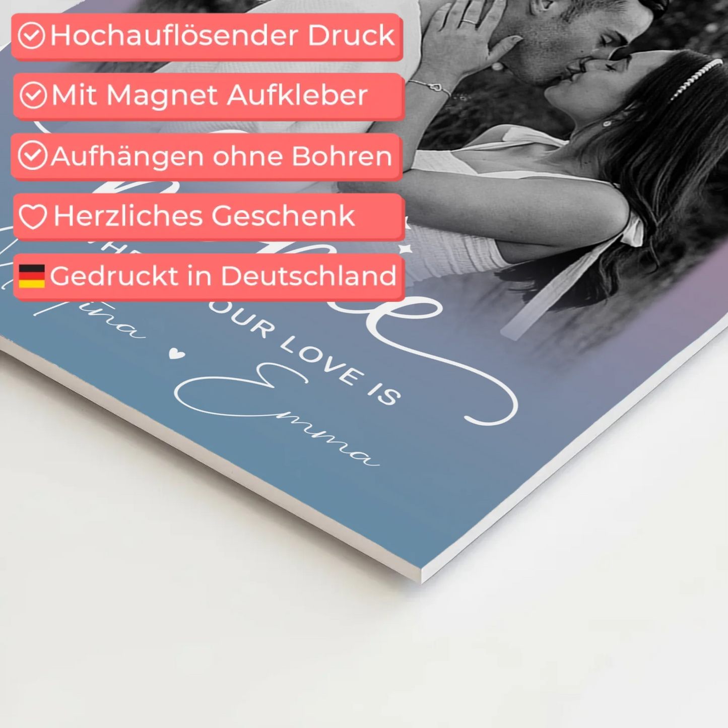 Magnetposter Fotoboard 4 Fotos You & Me personalisiertes Geschenk