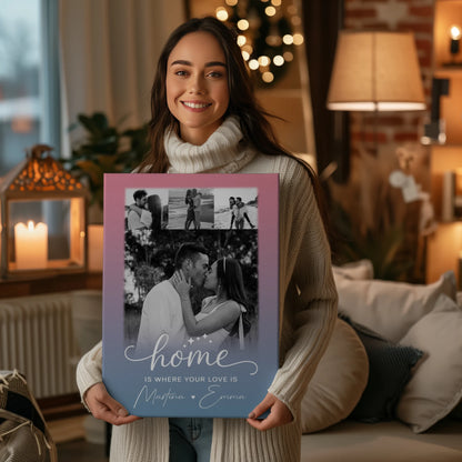 Leinwandbild Paar mit 4 Fotos You Me personalisiertes Geschenk