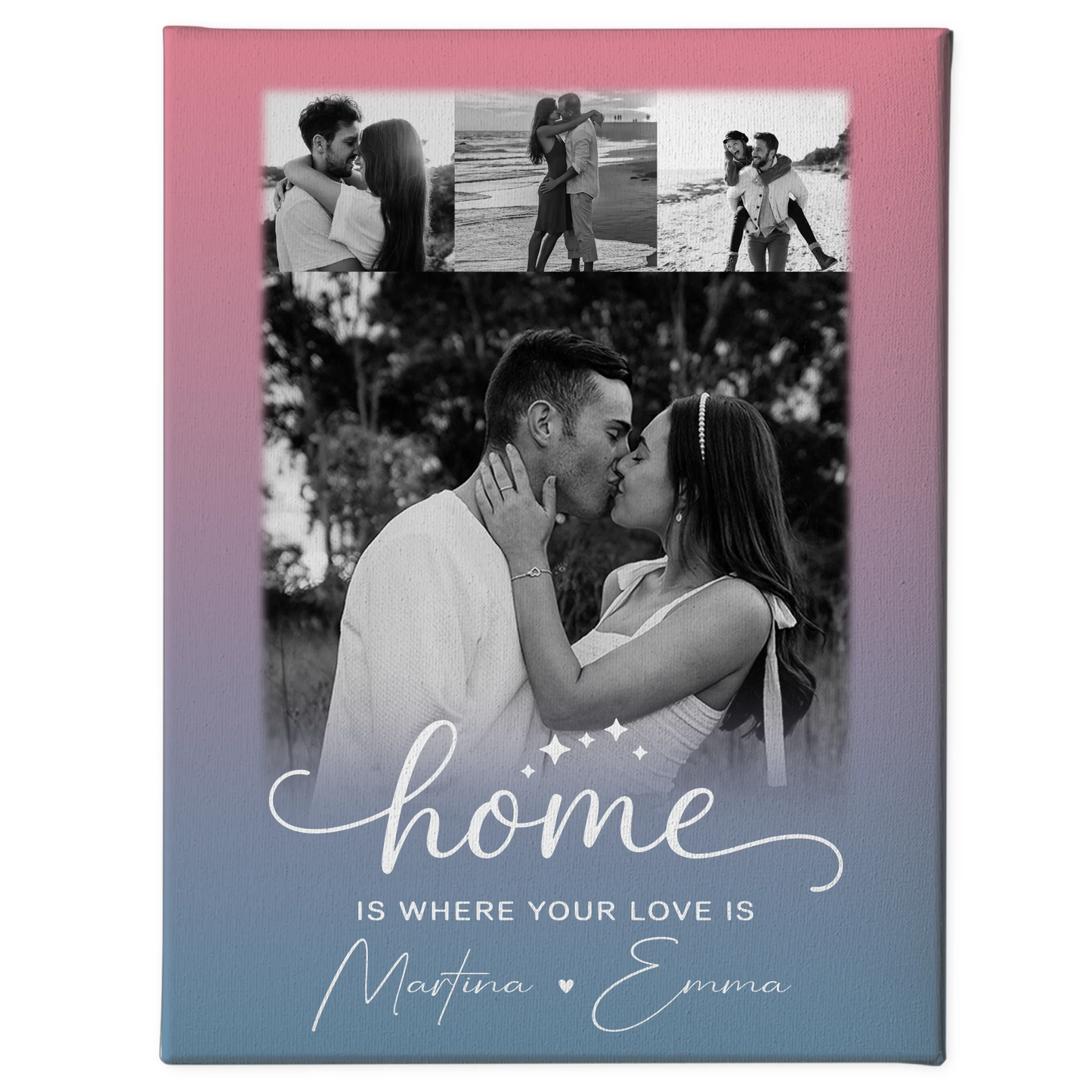 Leinwandbild Paar mit 4 Fotos You Me personalisiertes Geschenk