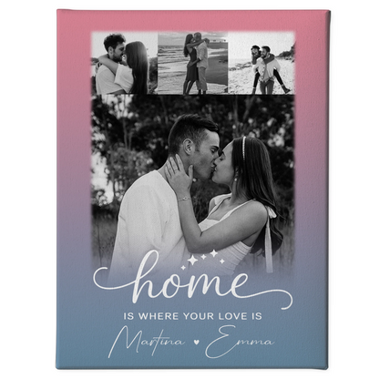 Leinwandbild Paar mit 4 Fotos You Me personalisiertes Geschenk