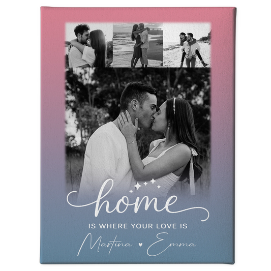 Leinwandbild Paar mit 4 Fotos You Me personalisiertes Geschenk