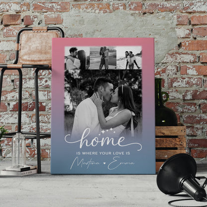 Leinwandbild Paar mit 4 Fotos You Me personalisiertes Geschenk