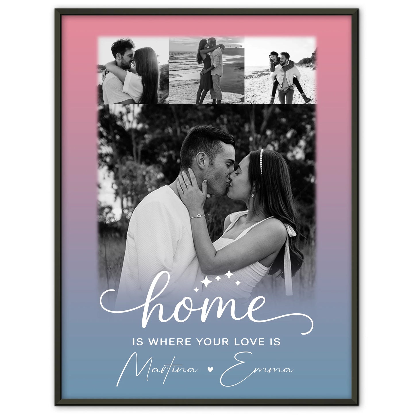 You & Me Liebes Poster mit 4 Fotos personalisiertes Geschenk