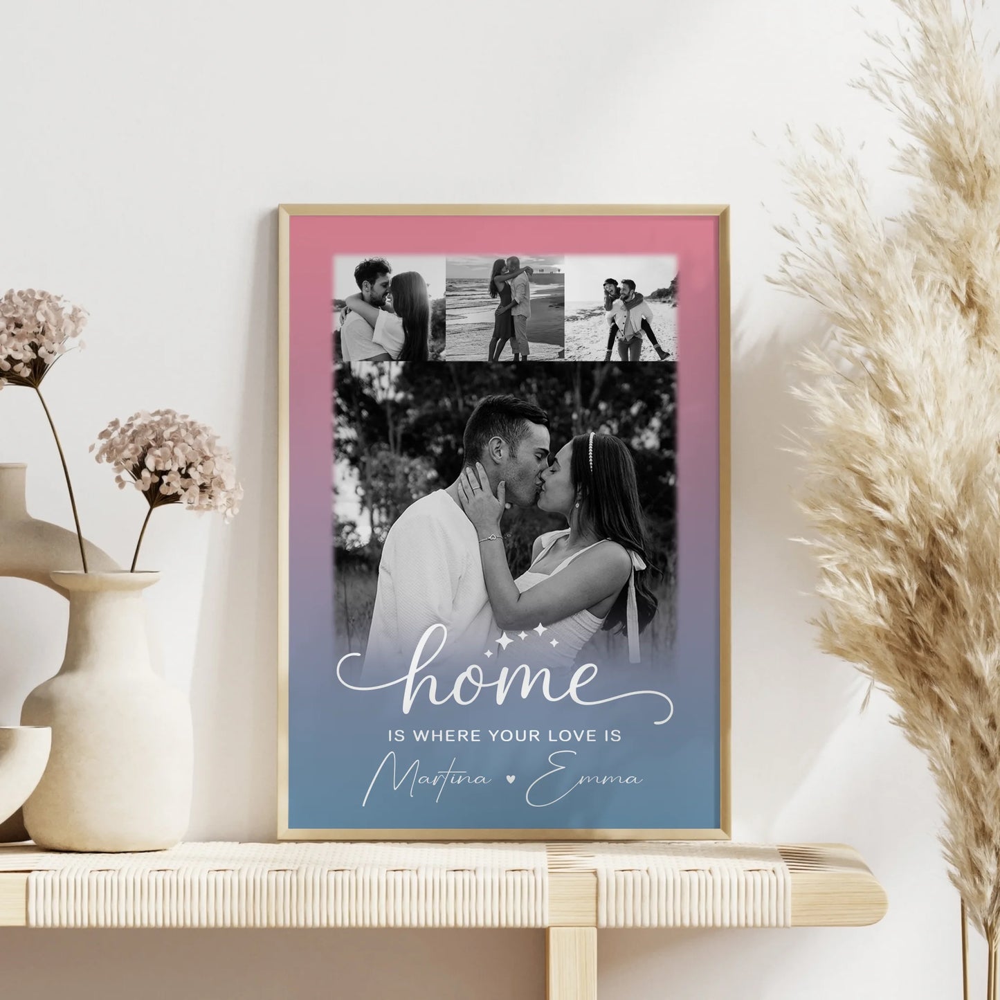 You & Me Liebes Poster mit 4 Fotos personalisiertes Geschenk