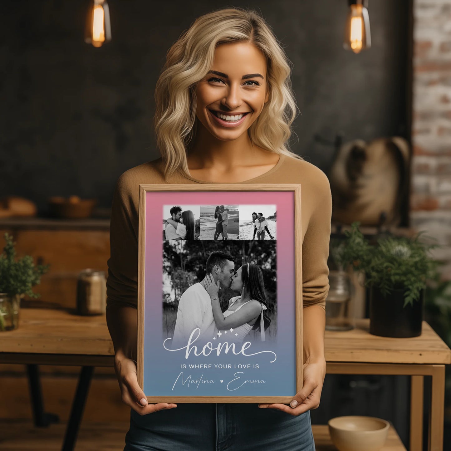 You & Me Liebes Poster mit 4 Fotos personalisiertes Geschenk