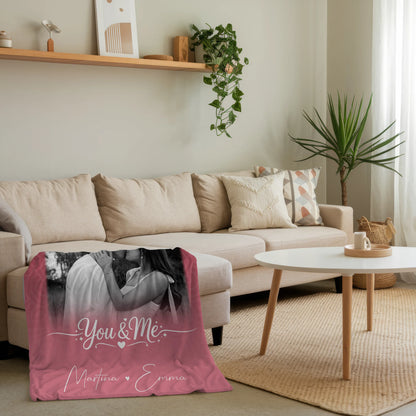Personalisierte Decke mit Namen 4 Fotos und 1 Herz Foto You and Me The Perfect We 4