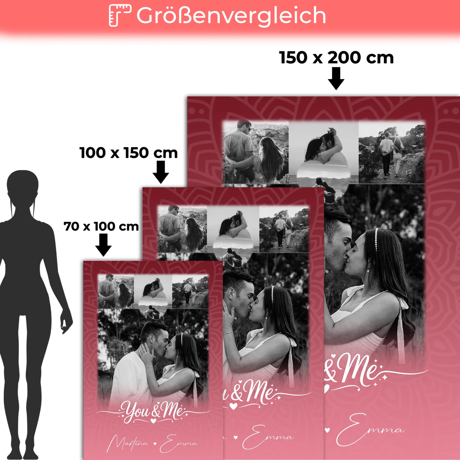 Personalisierte Decke mit Namen 4 Fotos und 1 Herz Foto You and Me The Perfect We 5