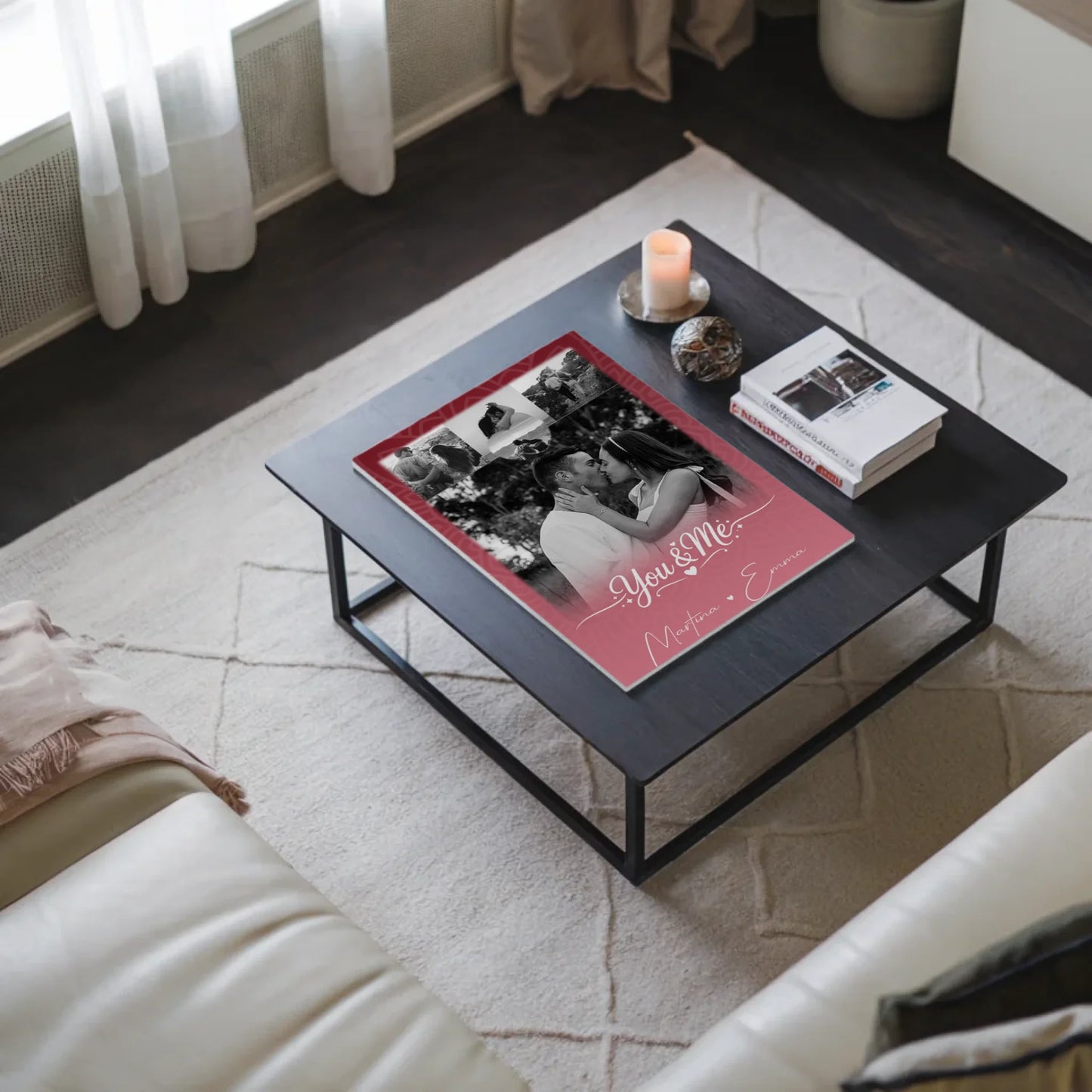 Fotoboard Magnet Poster mit 4 Fotos und Herz Personalisiert You and Me The Perfect We 3