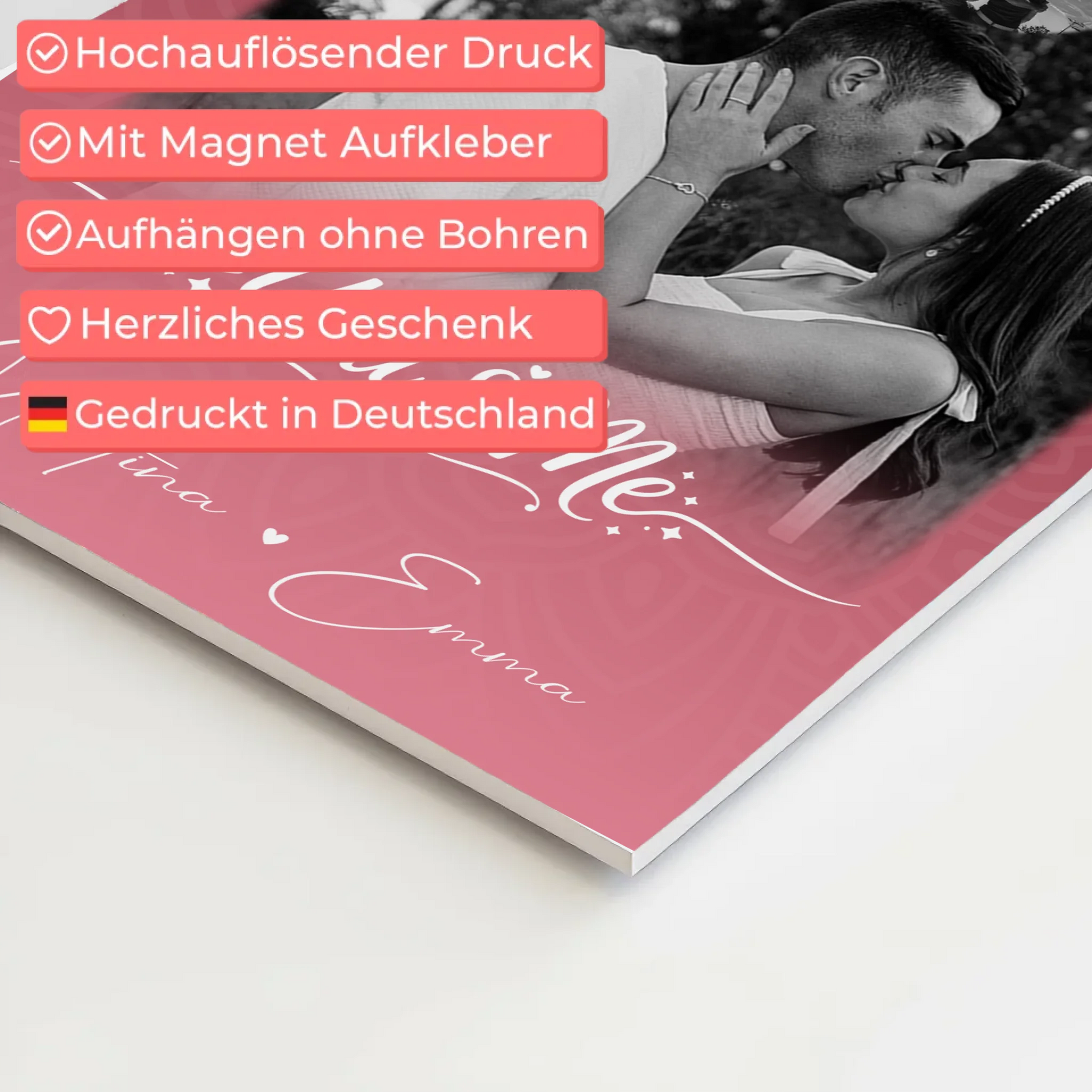 Fotoboard Magnet Poster mit 4 Fotos und Herz Personalisiert You and Me The Perfect We 4
