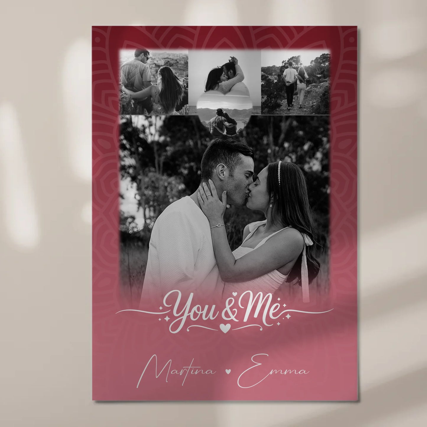 Fotoboard Magnet Poster mit 4 Fotos und Herz Personalisiert You and Me The Perfect We 7