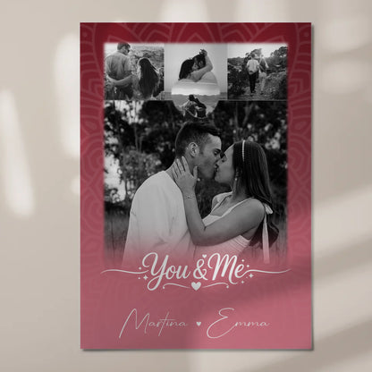 Fotoboard Magnet Poster mit 4 Fotos und Herz Personalisiert You and Me The Perfect We 7