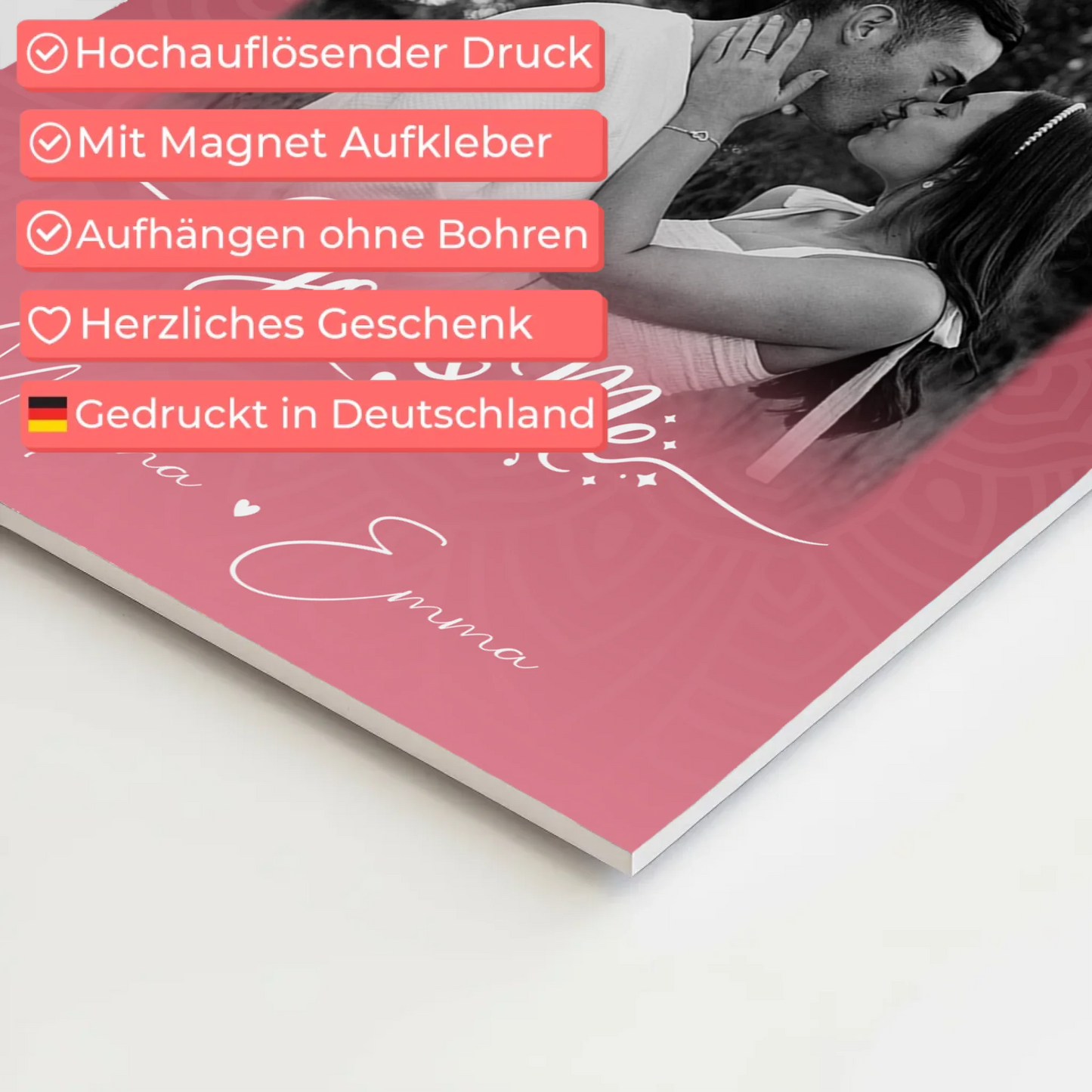 Fotoboard Magnet Poster mit 4 Fotos und Herz Personalisiert You and Me The Perfect We 10