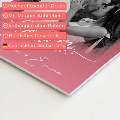Fotoboard Magnet Poster mit 4 Fotos und Herz Personalisiert You and Me The Perfect We