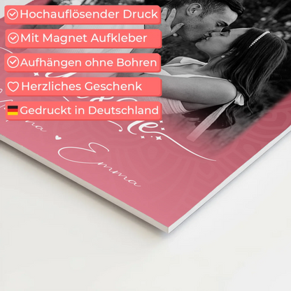 Fotoboard Magnet Poster mit 4 Fotos und Herz Personalisiert You and Me The Perfect We