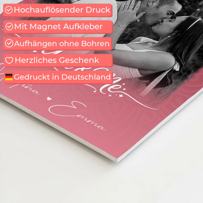 Fotoboard Magnet Poster mit 4 Fotos und Herz Personalisiert You and Me The Perfect We