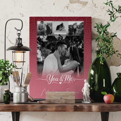 Leinwand Paare mit 4 Fotos und kleinem Herz Foto You and Me The Perfect We