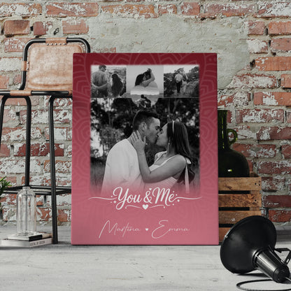 Leinwand Paare mit 4 Fotos und kleinem Herz Foto You and Me The Perfect We
