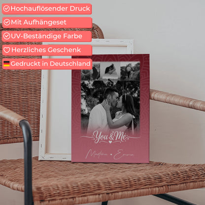 Leinwand Paare mit 4 Fotos und kleinem Herz Foto You and Me The Perfect We