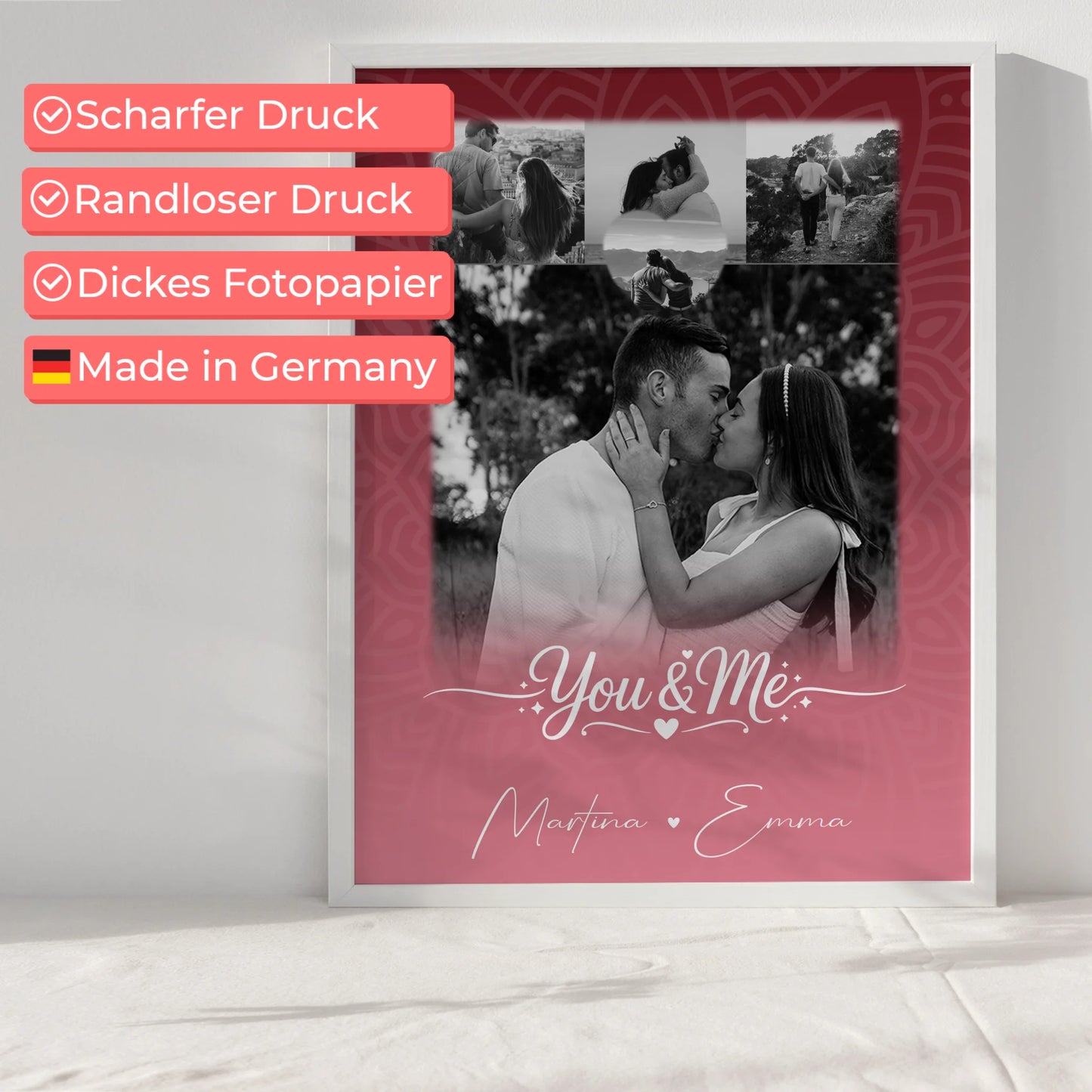 Liebes Poster You and me The perfect we mit 4 Fotos und 1 Kleines Herz Foto