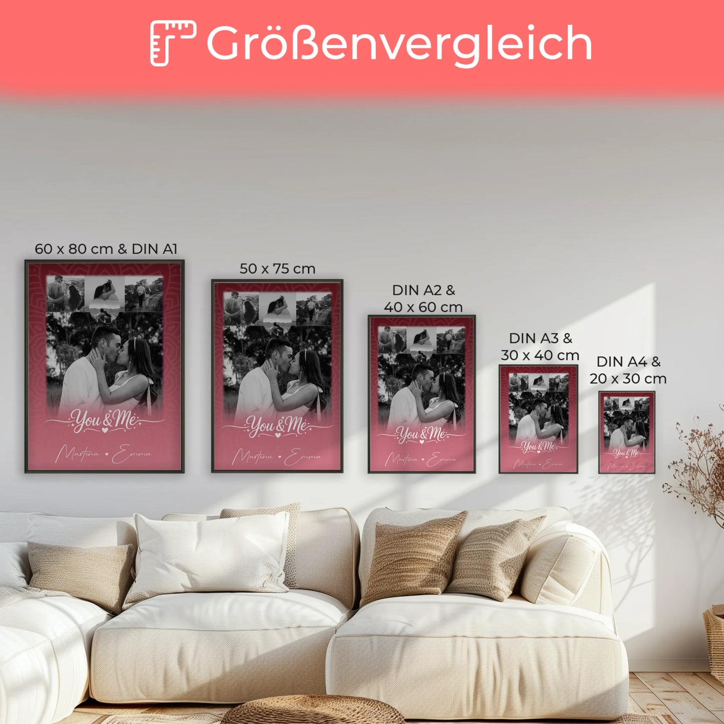 Liebes Poster You and me The perfect we mit 4 Fotos und 1 Kleines Herz Foto