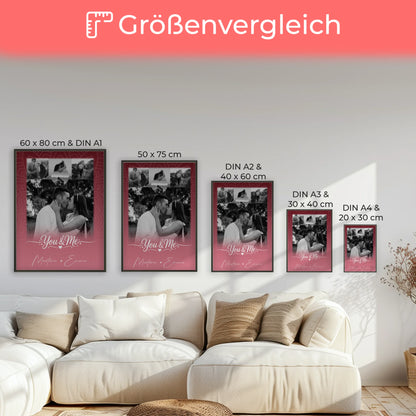 Liebes Poster You and me The perfect we mit 4 Fotos und 1 Kleines Herz Foto