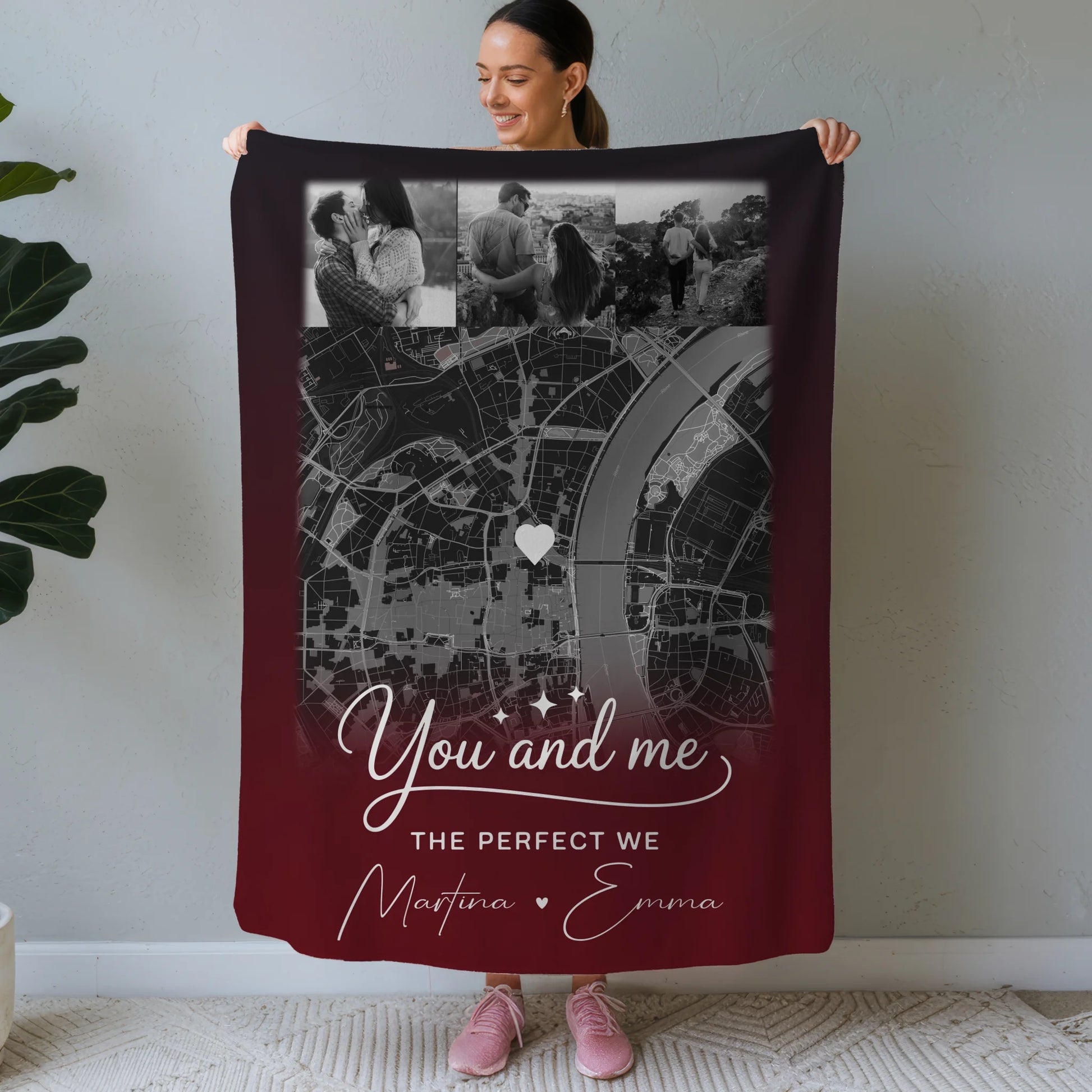 Personalisierte Decke Mit Namen 4 Fotos und Karte Our Love Has No Limits No End Geschenk 1